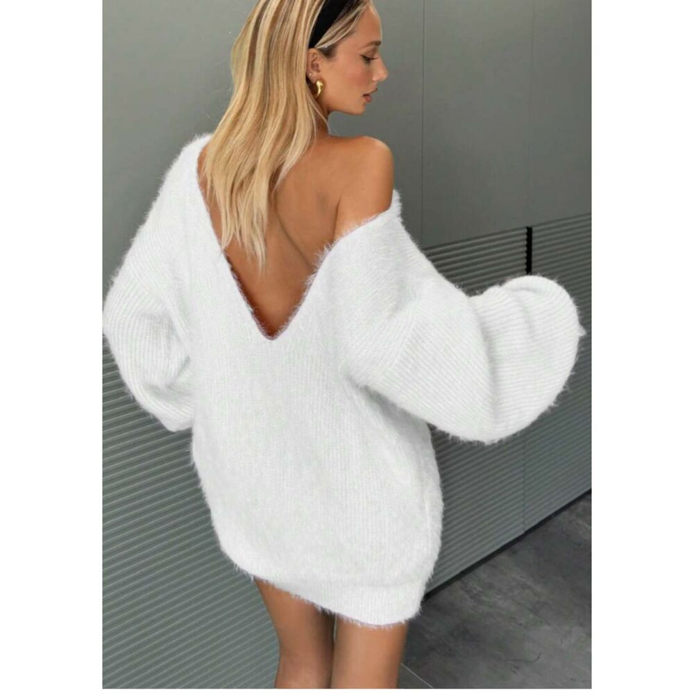 Soft Fuzzy Knit Sweater Dress